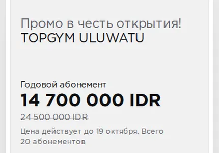 Посадочная. «Промо в честь открытия!», та же карточка